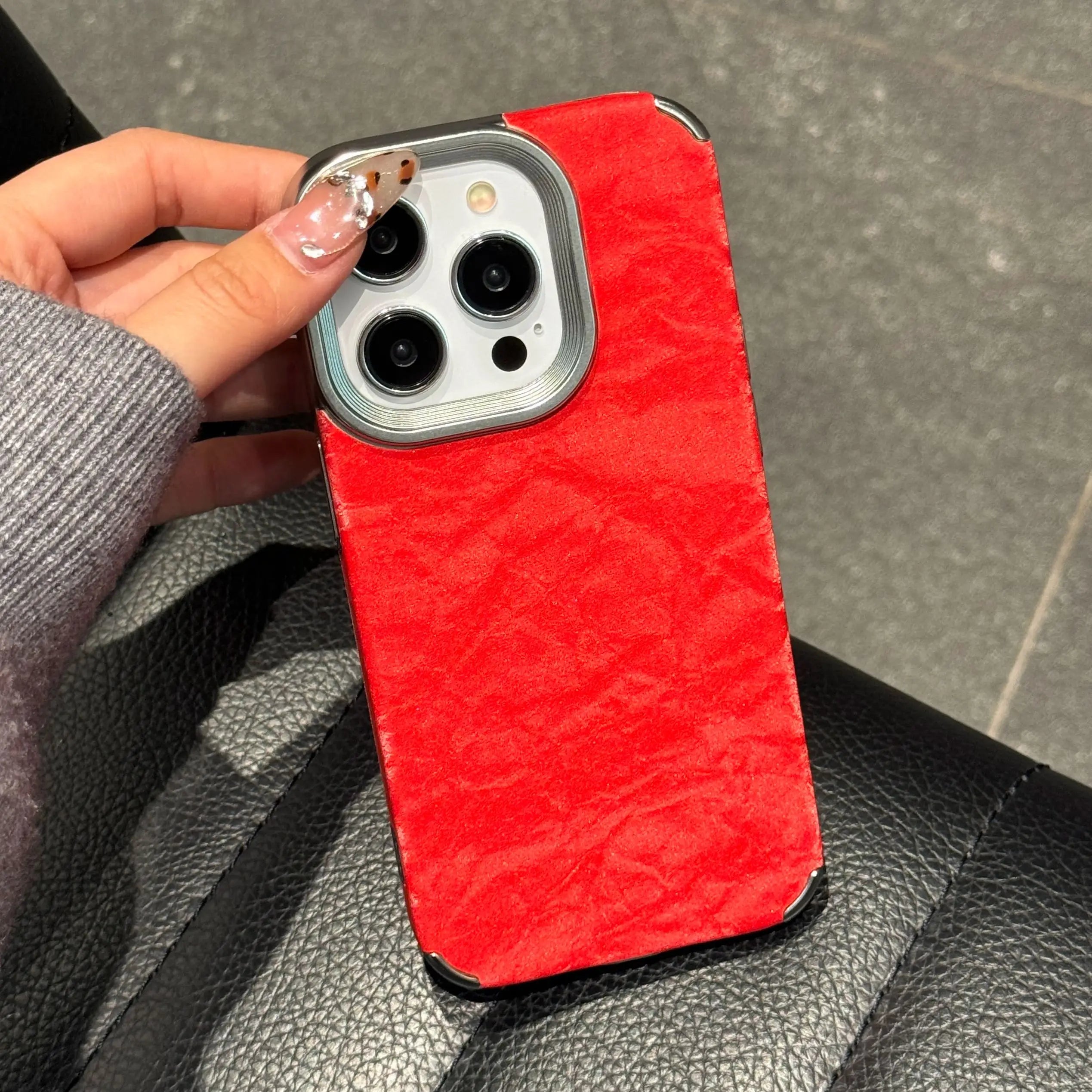 Velvet Snowy Mountain Pattern Shockproof Plating Anti-fall Case For iPhone