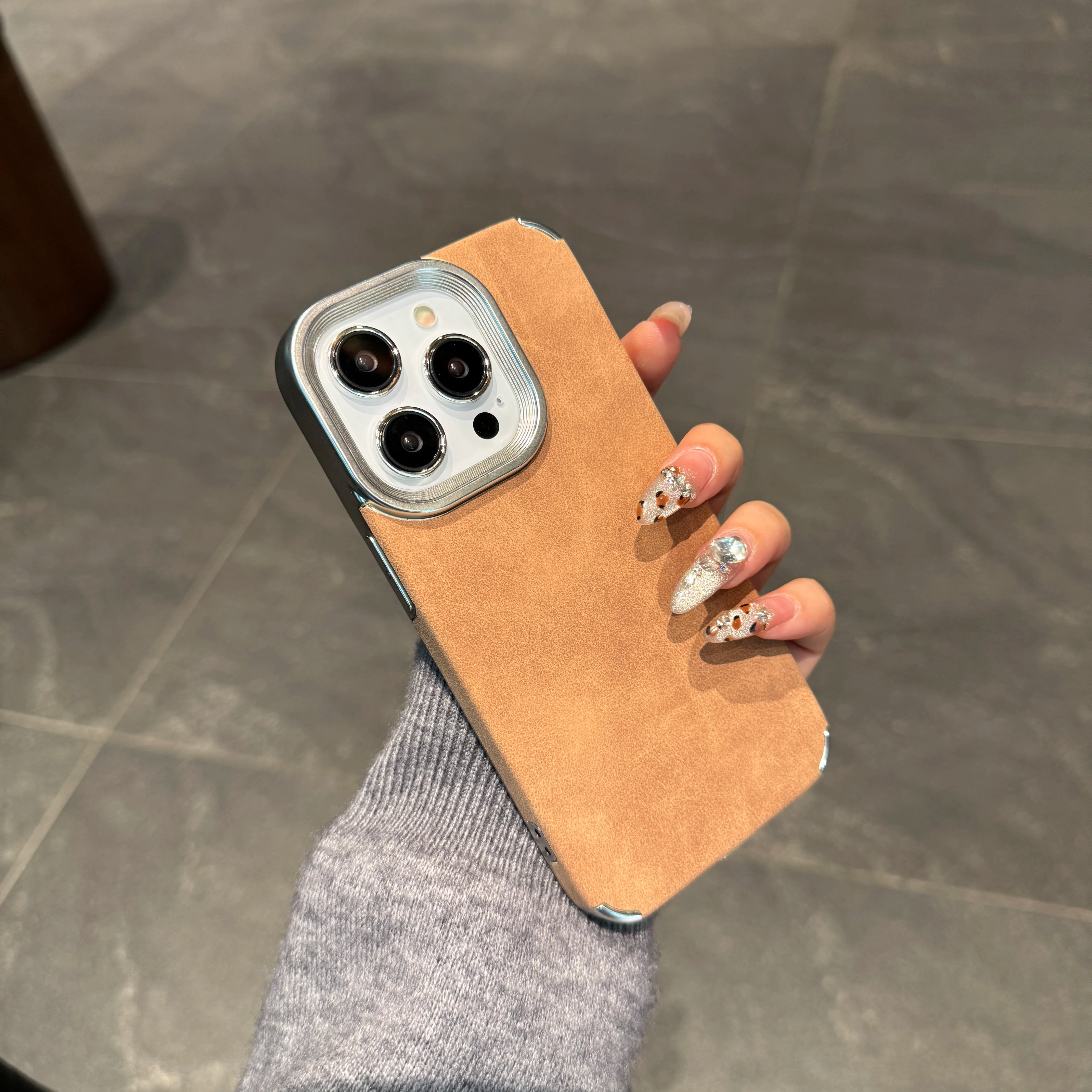 Velvet Snowy Mountain Pattern Shockproof Plating Anti-fall Case For iPhone