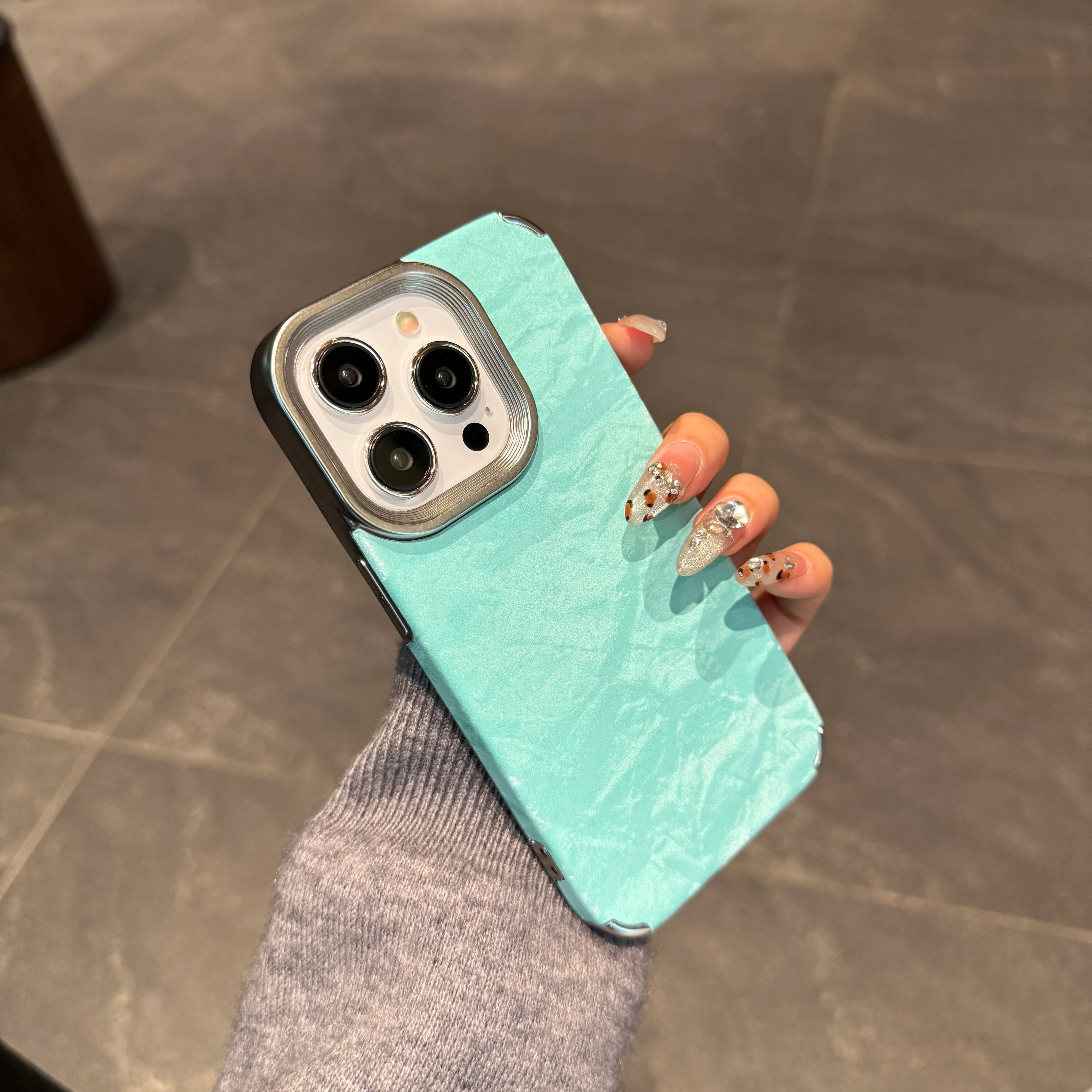 Velvet Snowy Mountain Pattern Shockproof Plating Anti-fall Case For iPhone