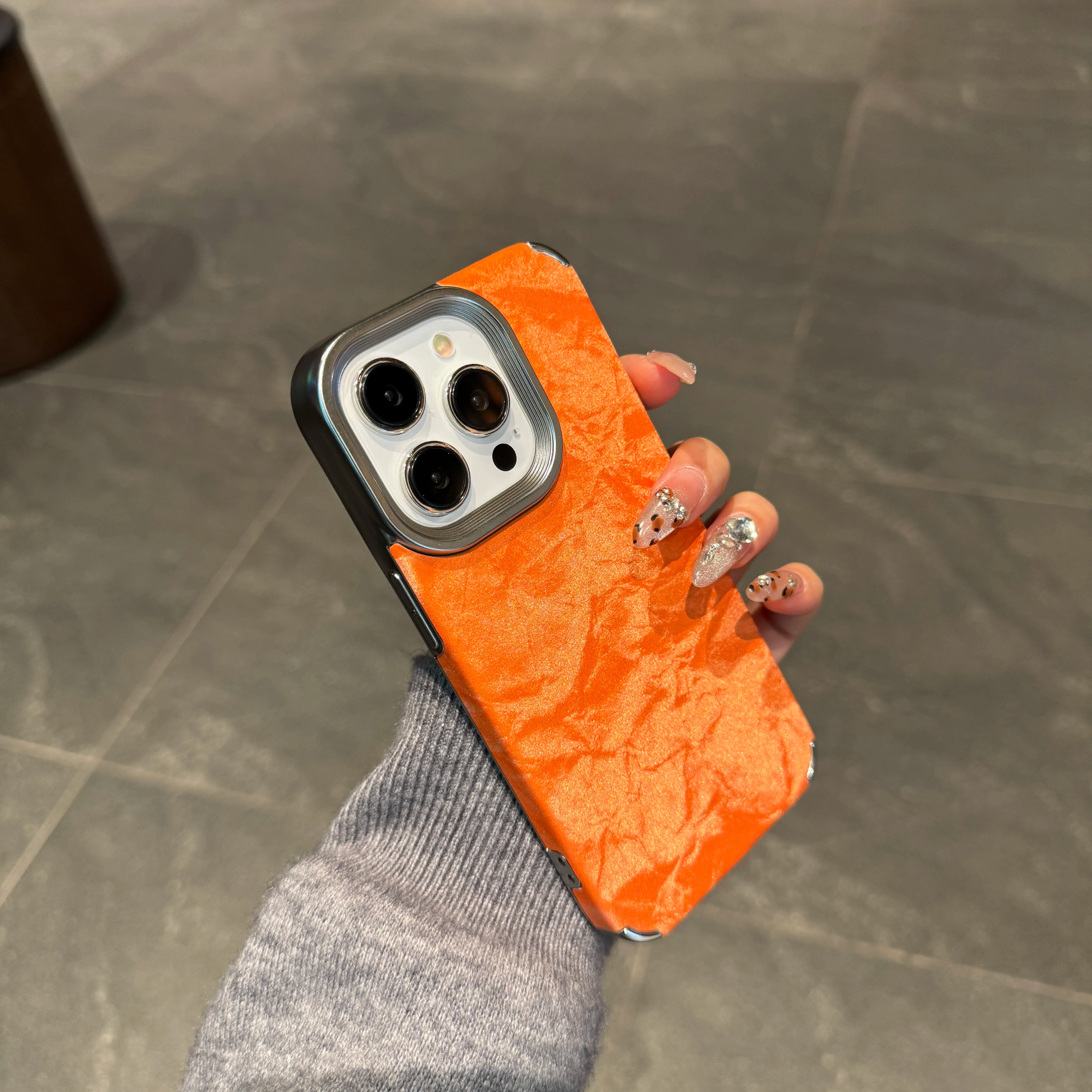 Velvet Snowy Mountain Pattern Shockproof Plating Anti-fall Case For iPhone