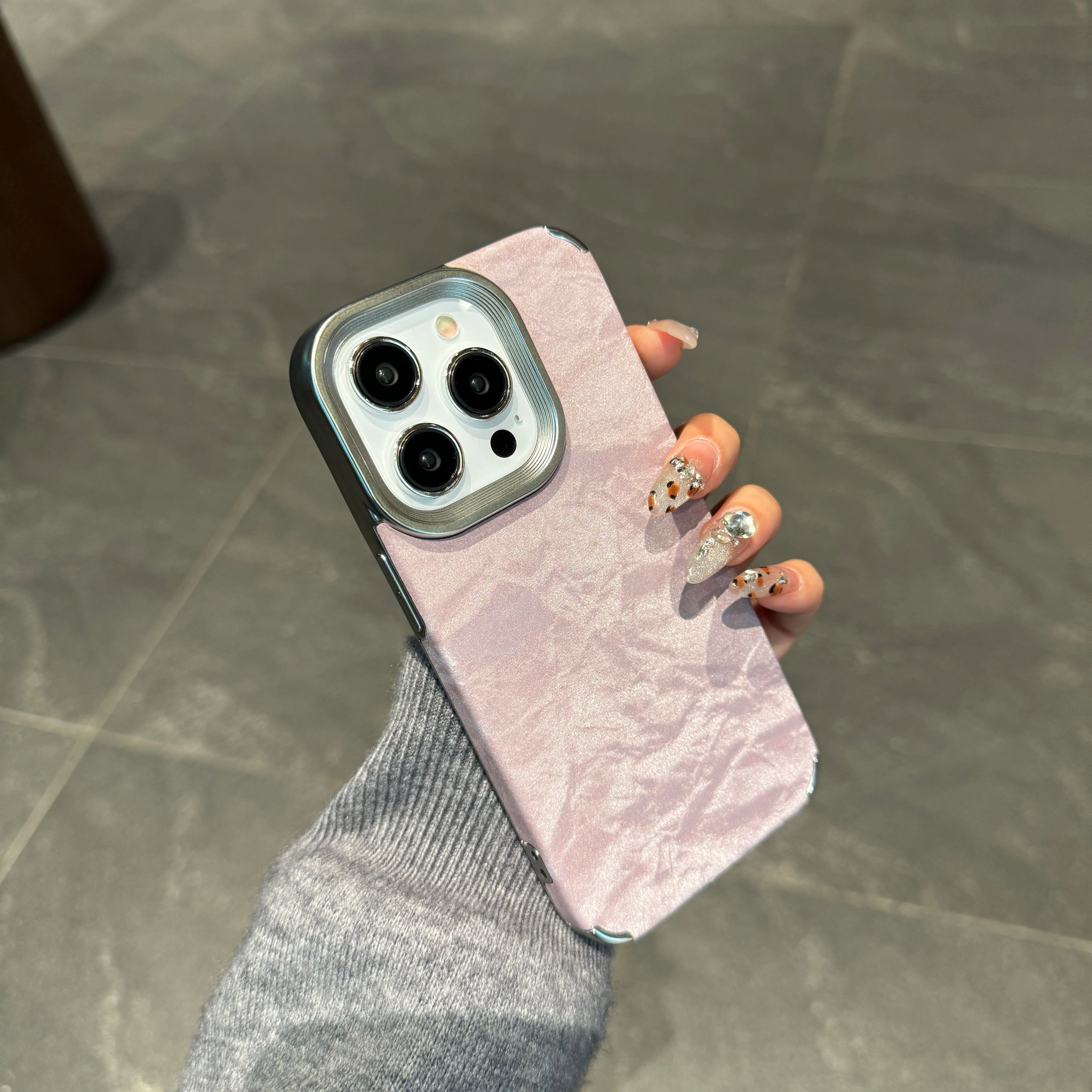 Velvet Snowy Mountain Pattern Shockproof Plating Anti-fall Case For iPhone