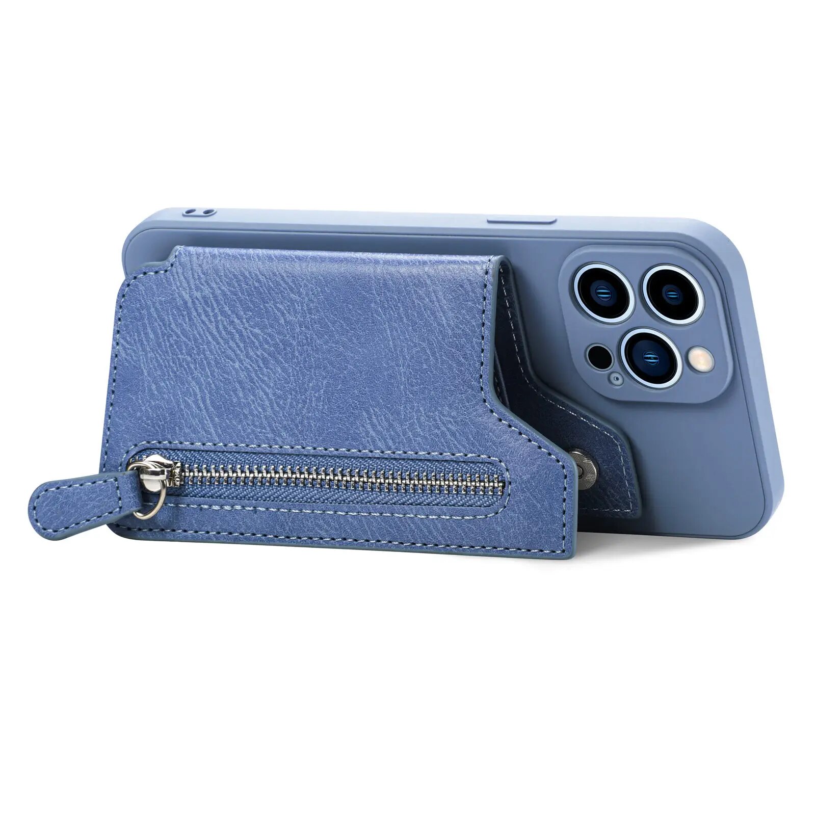 Zipper Cards Leather Wallet Case For iPhone