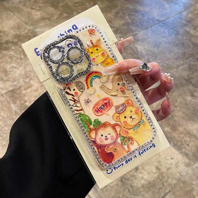 Oil painting style rhinestone butterfly case for iPhone