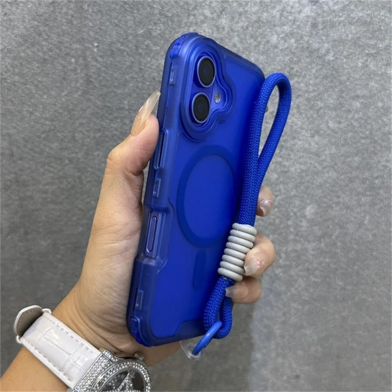 Magsafe Colourful Wrist Strap Lanyard Matte Case For iPhone