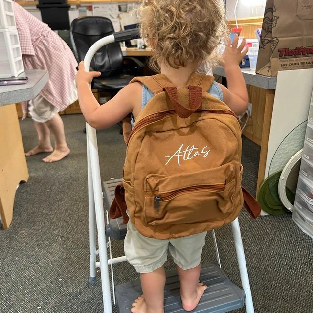 Personalized Embroidery Kid Canvas Backpack