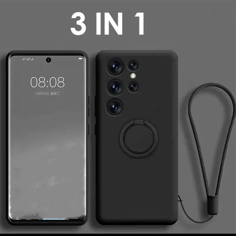 Magnetic Ring Holder and Strap Silicone Case for Samsung