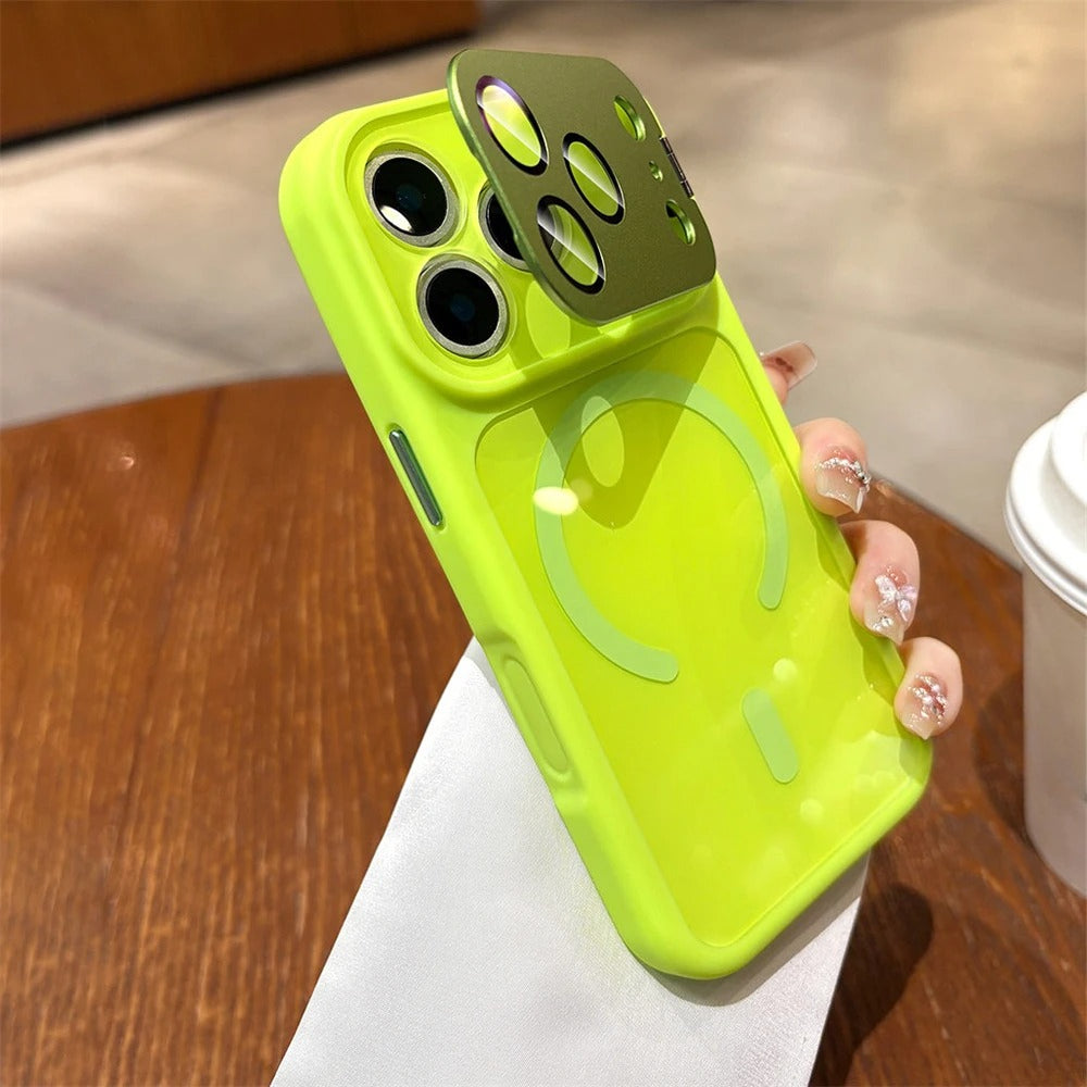 Folding Metal Camera Bracket Protect  Magnetic Case for iPhone