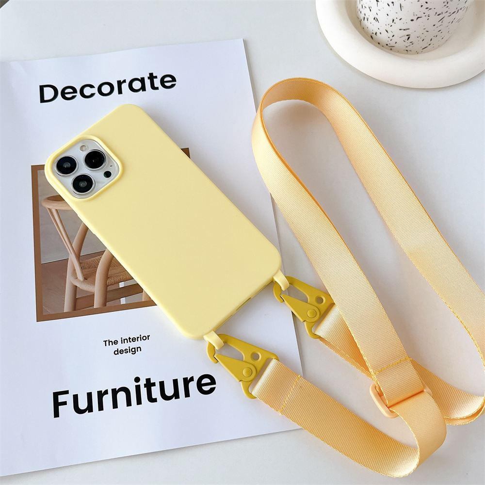 Matte Soft Silicone Crossbody Case For iPhone