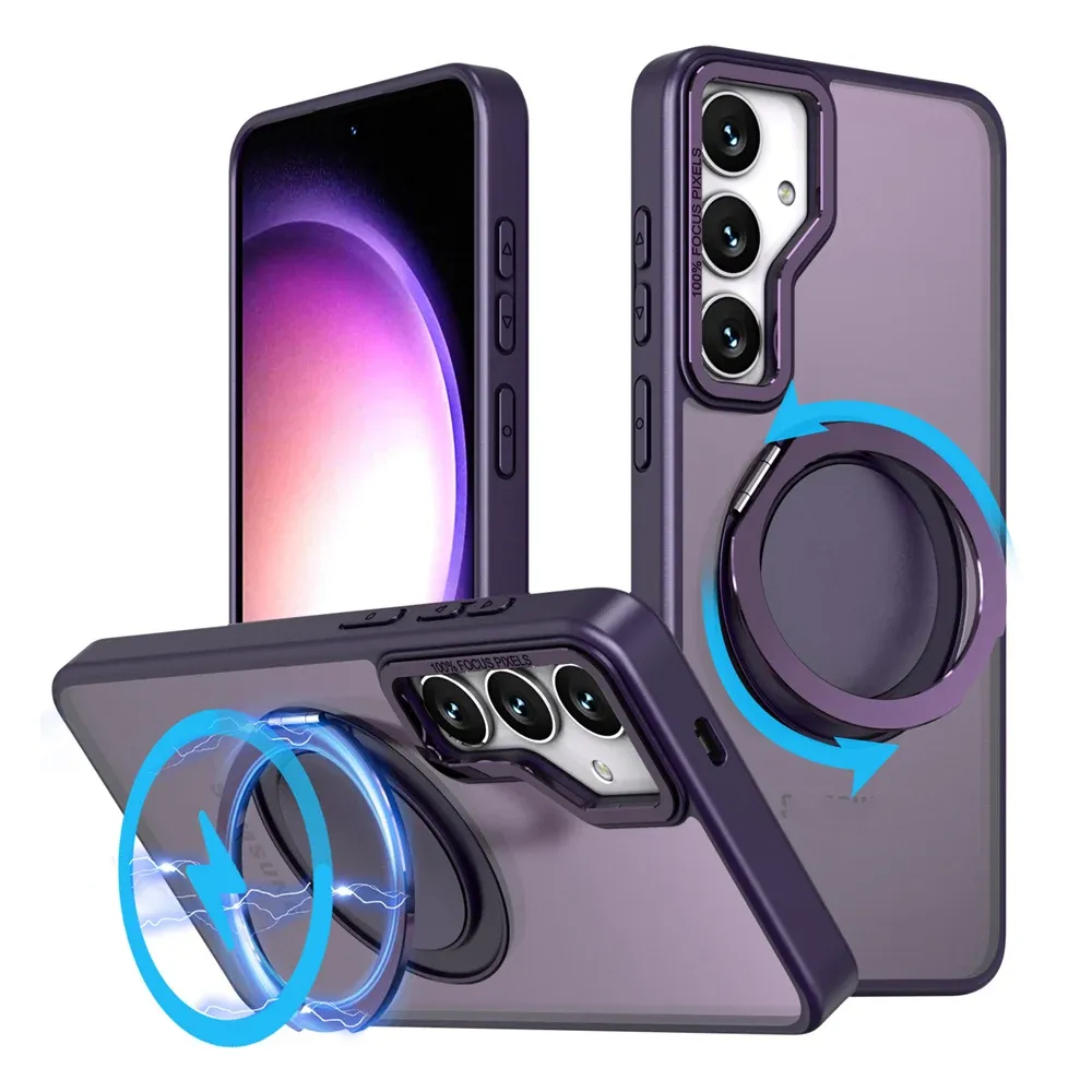 MagSafe 360 ° Rotating Magnetic Ring Matte Case for Samsung