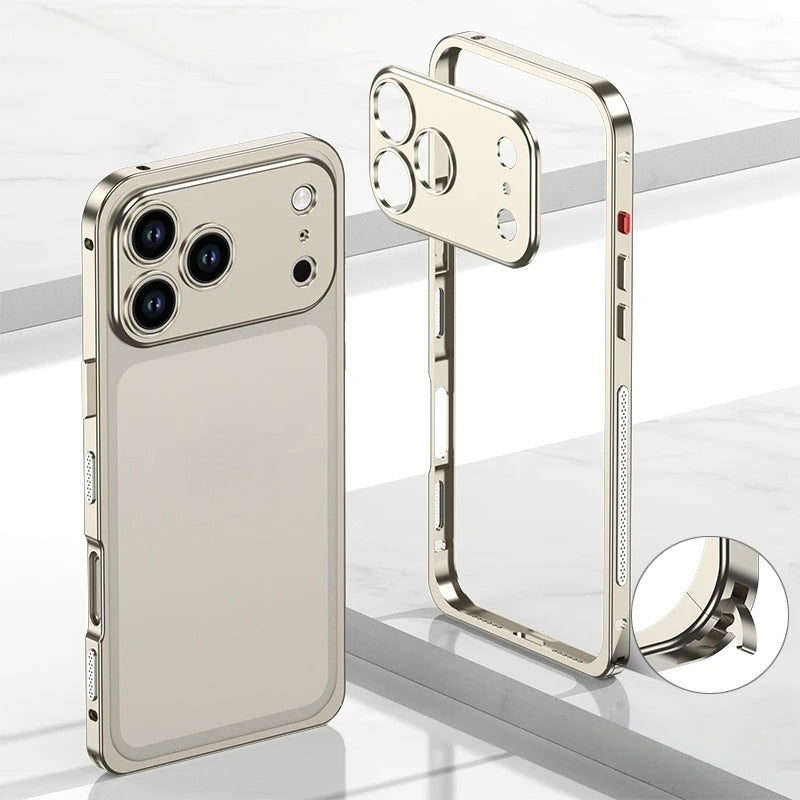 Luxury Alloy Lens Protect Silicone Lining Frame Case For iPhone