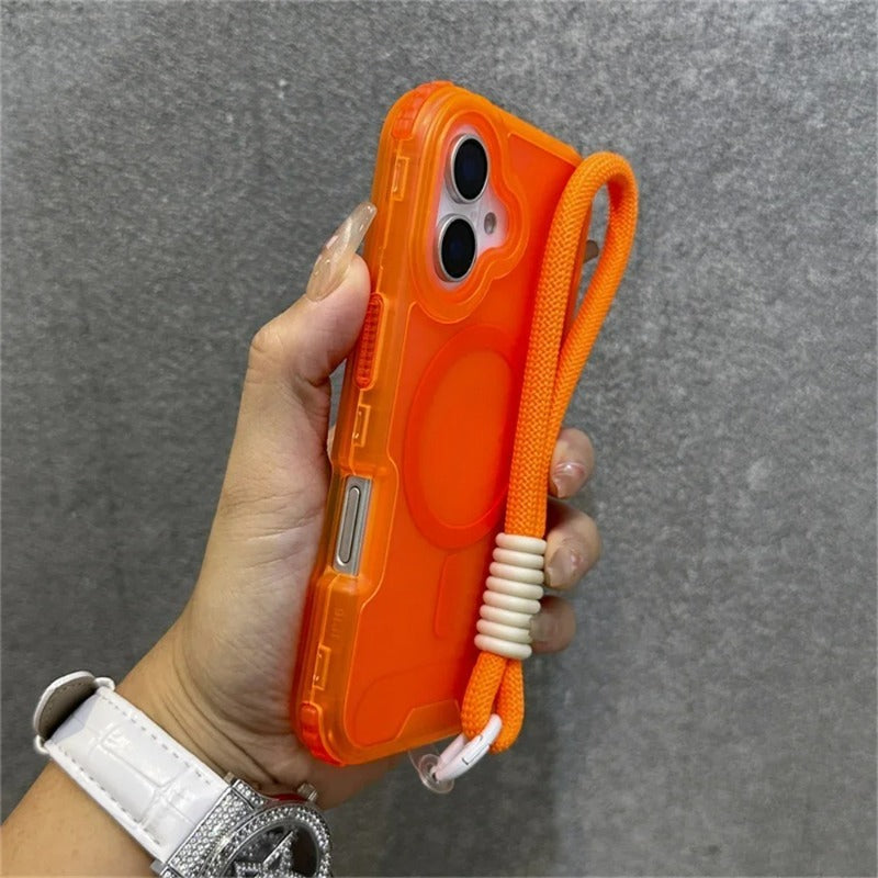 Magsafe Colourful Wrist Strap Lanyard Matte Case For iPhone
