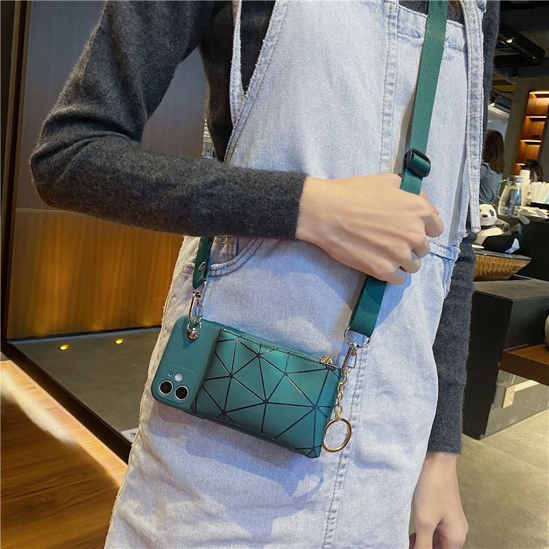 Crossbody anti-fall wallet silicone case for iPhone