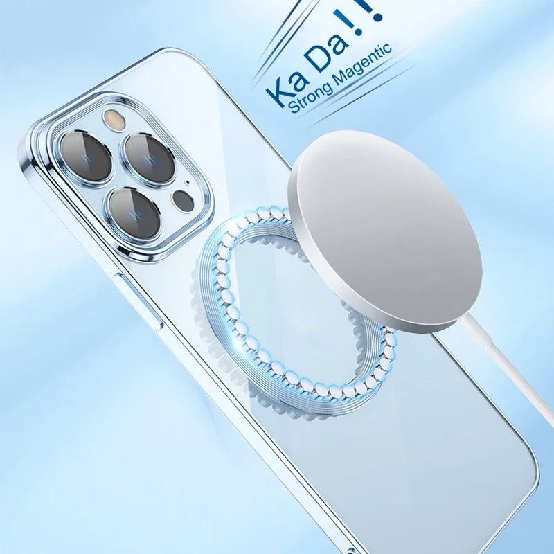 Transparent Plating Magnetic Magsafe Case for IPhone