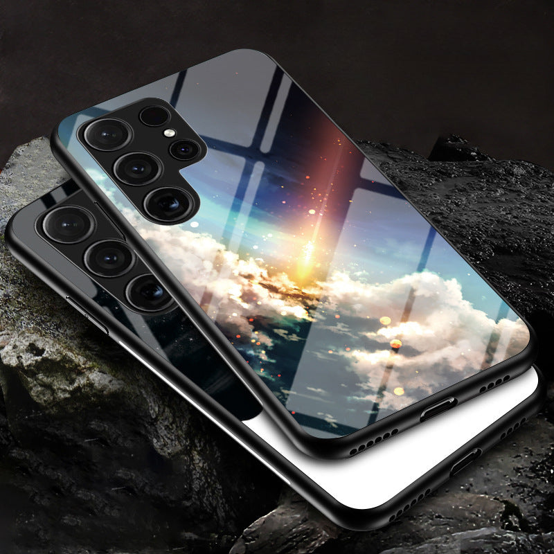 Starry sky painted glass soft edge case for Samsung