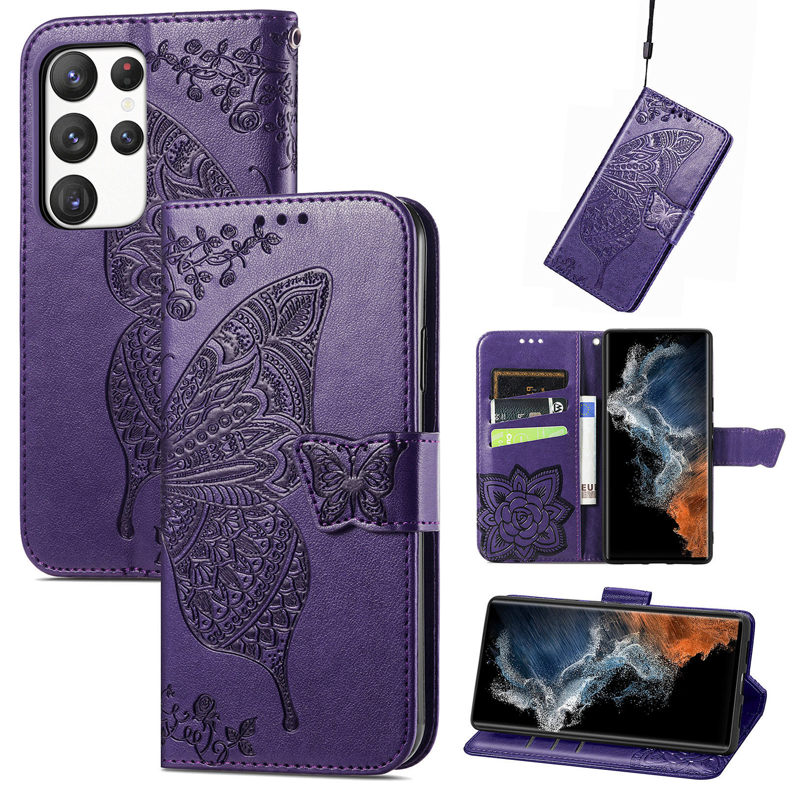 Wallet Tree Embossing Flip Leather Case For Samsung