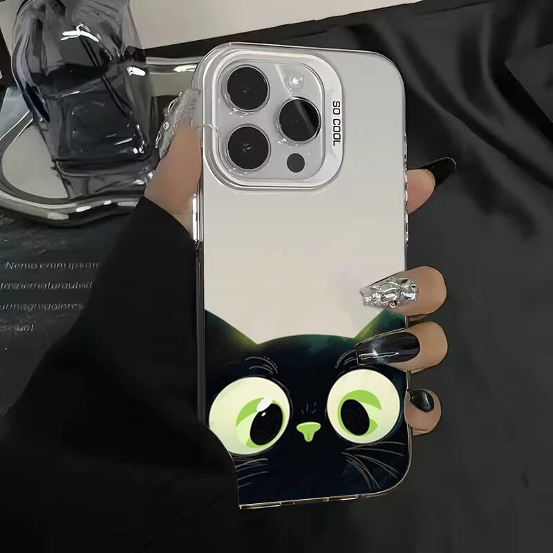 Cute Cartoon Black Cat Shockproof Silicone Soft   Phone Case For iPhone