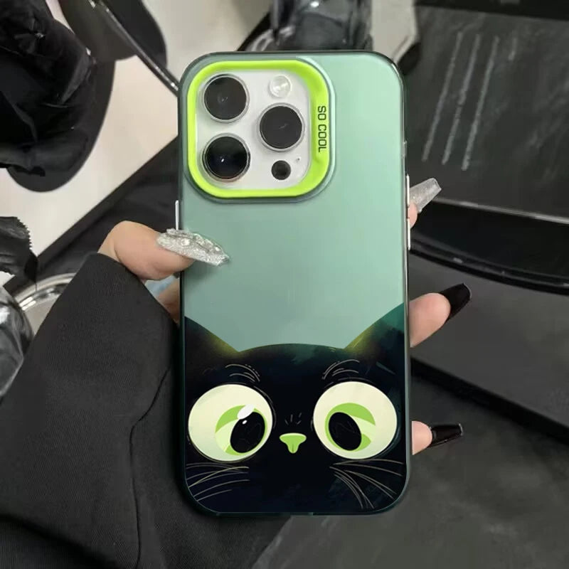 Cute Cartoon Black Cat Shockproof Silicone Soft   Phone Case For iPhone