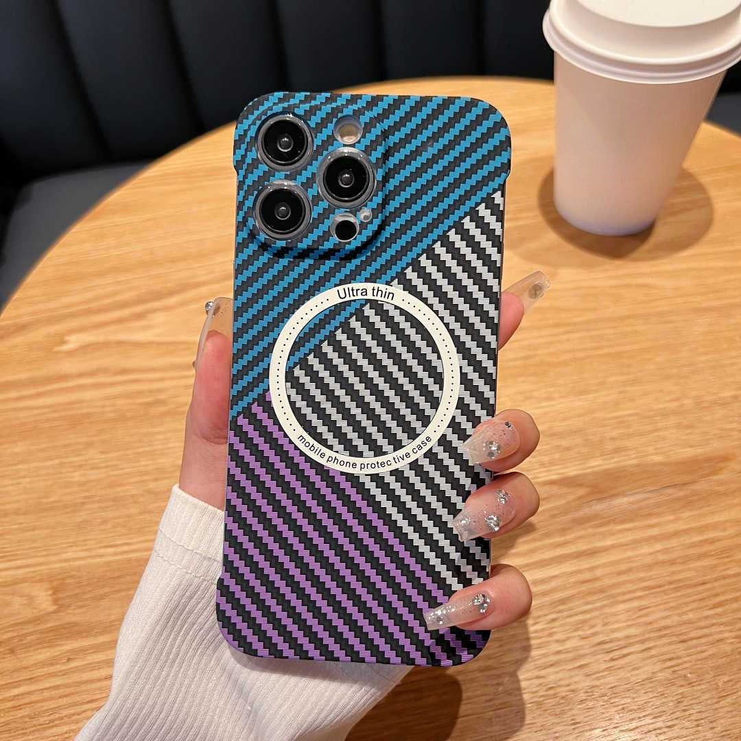 Magsafe Magnetic frameless carbon fiber half-pack case For iPhone