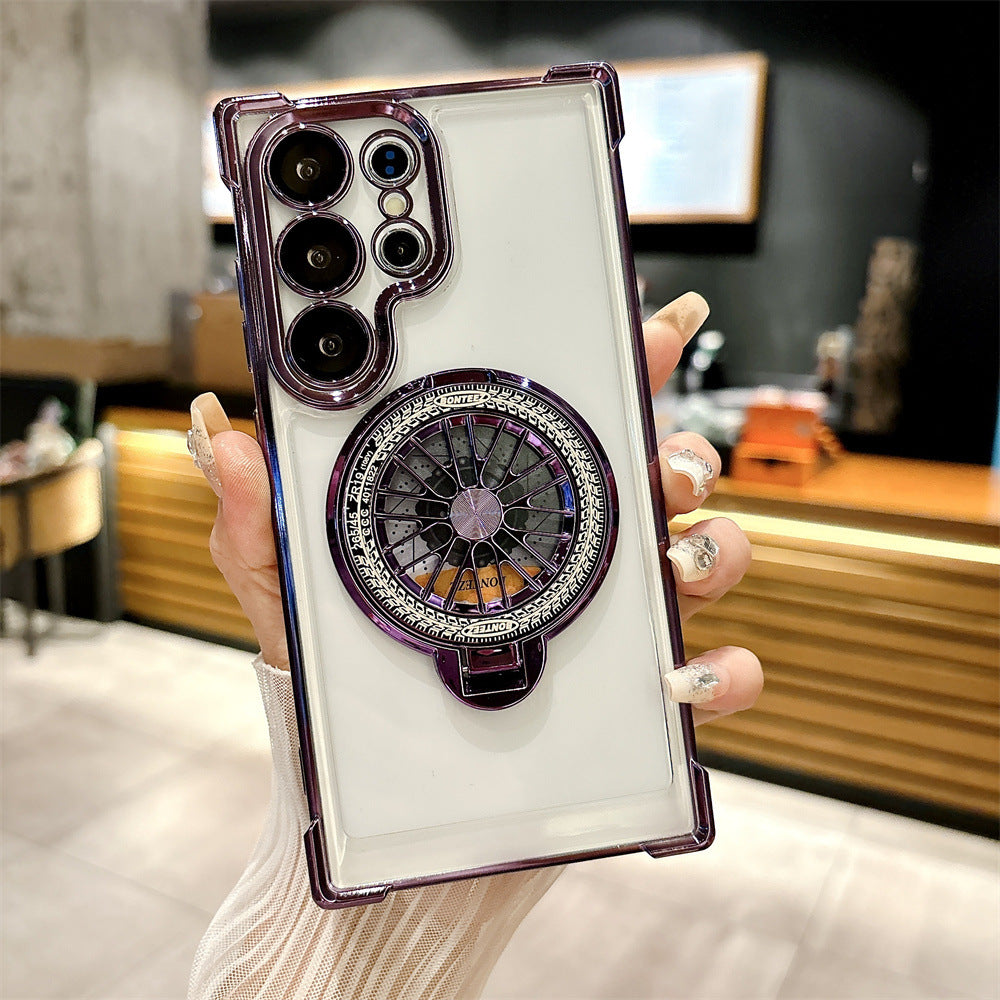 Electroplating Anti-drop Rotating Gyro Magnetic Stand Case For Samsung