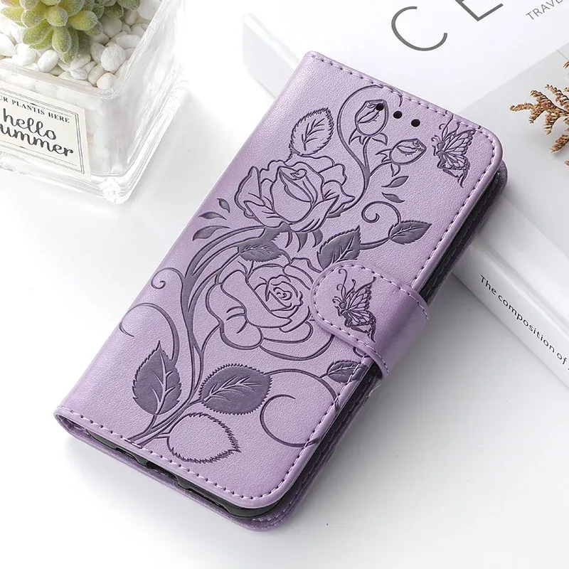 3D Rose Flip Shockproof Wallet Leather Case For Samsung