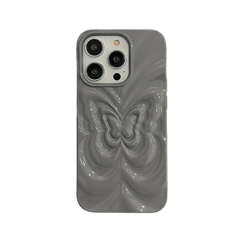 Ins 3D Fold Butterfly Glossy Case For iPhone