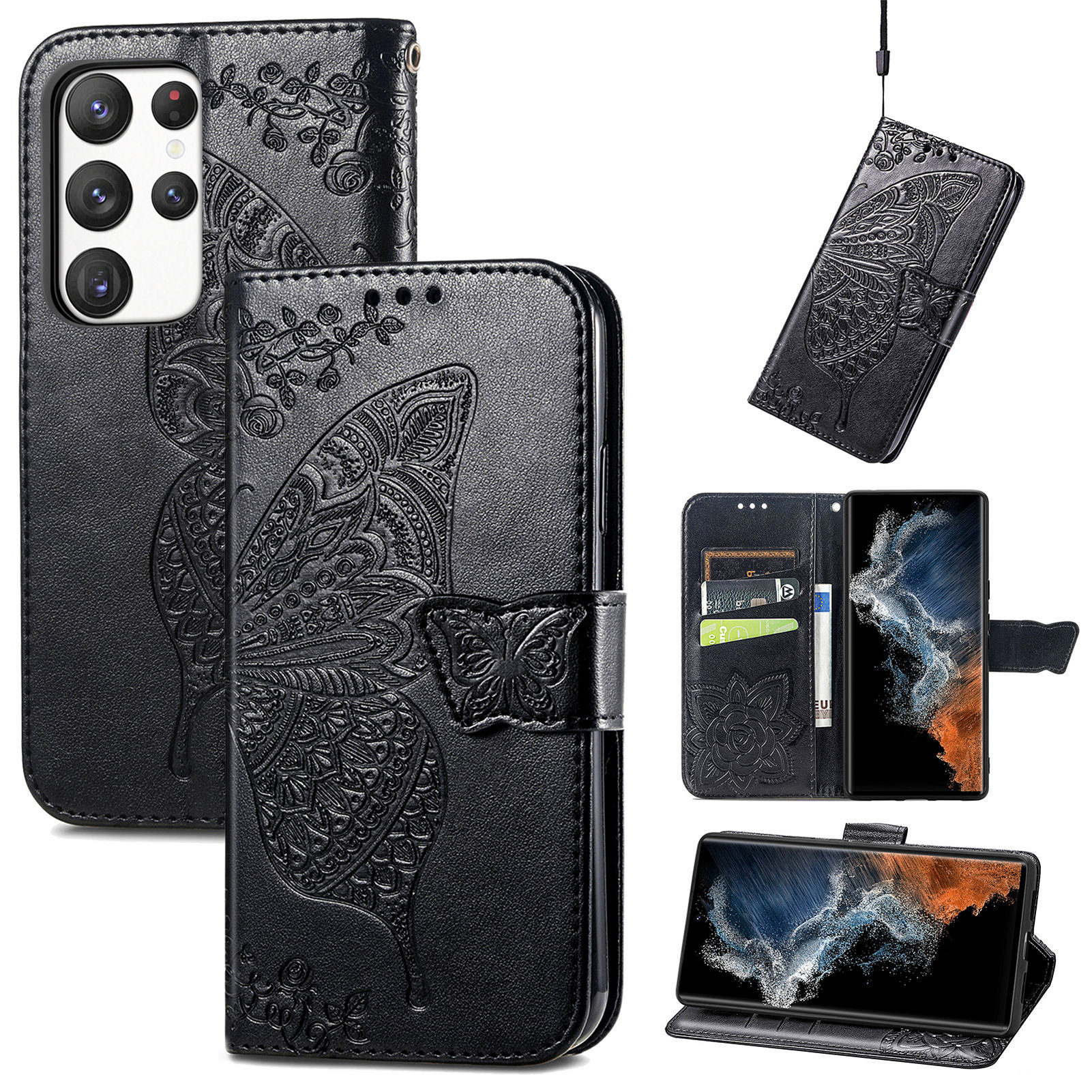 Wallet Tree Embossing Flip Leather Case For Samsung