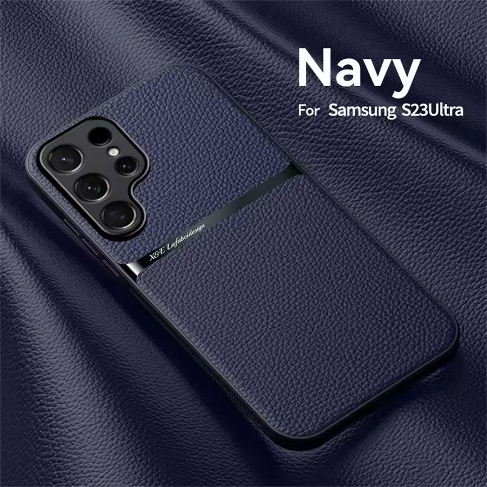 Magsafe Magnetic Car Holder leather Case For Samsung