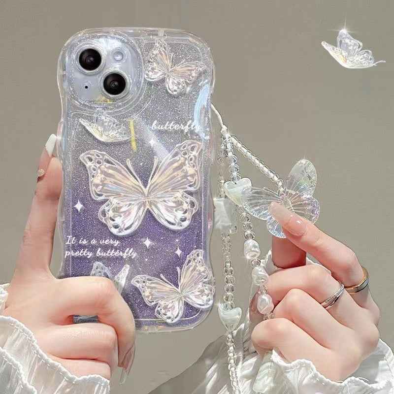 Wave Fairy Glitter Butterfly Silicone Case for iPhone
