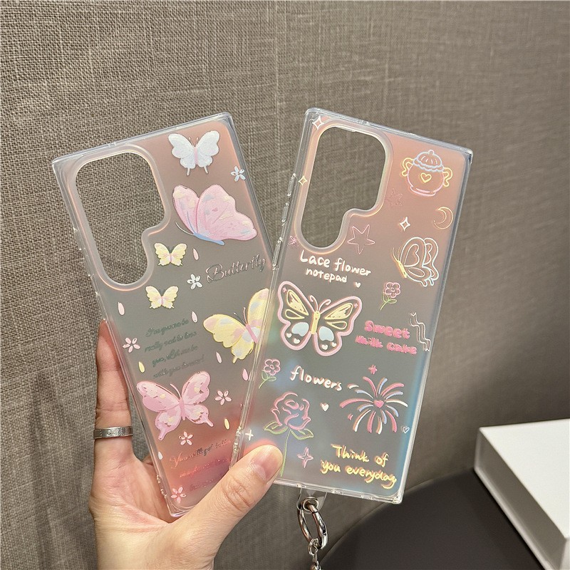 [Copy]Simple Graffiti Colorful Butterfly Laser Case for Samsung