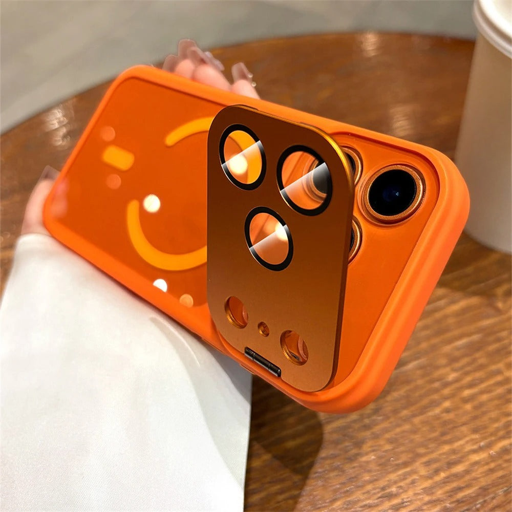 Folding Metal Camera Bracket Protect  Magnetic Case for iPhone