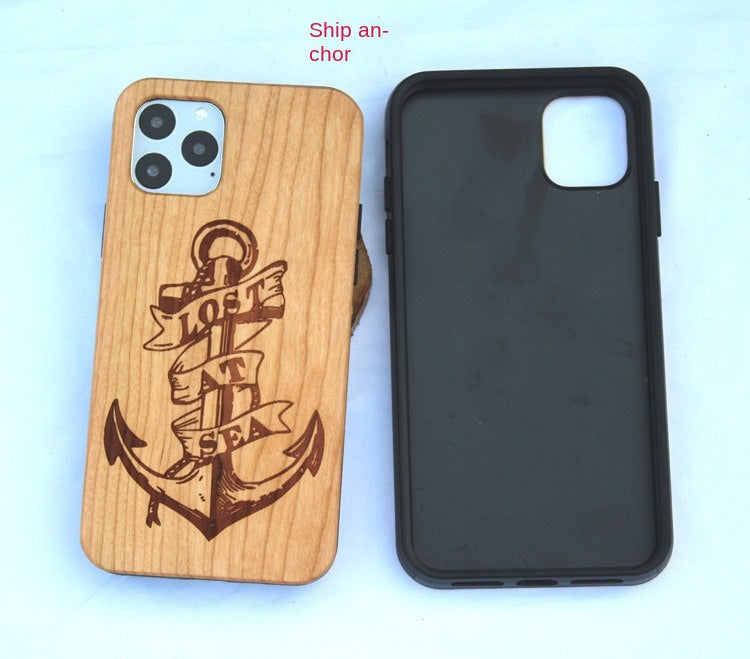 feature cherry wood laser engraving case for iphone