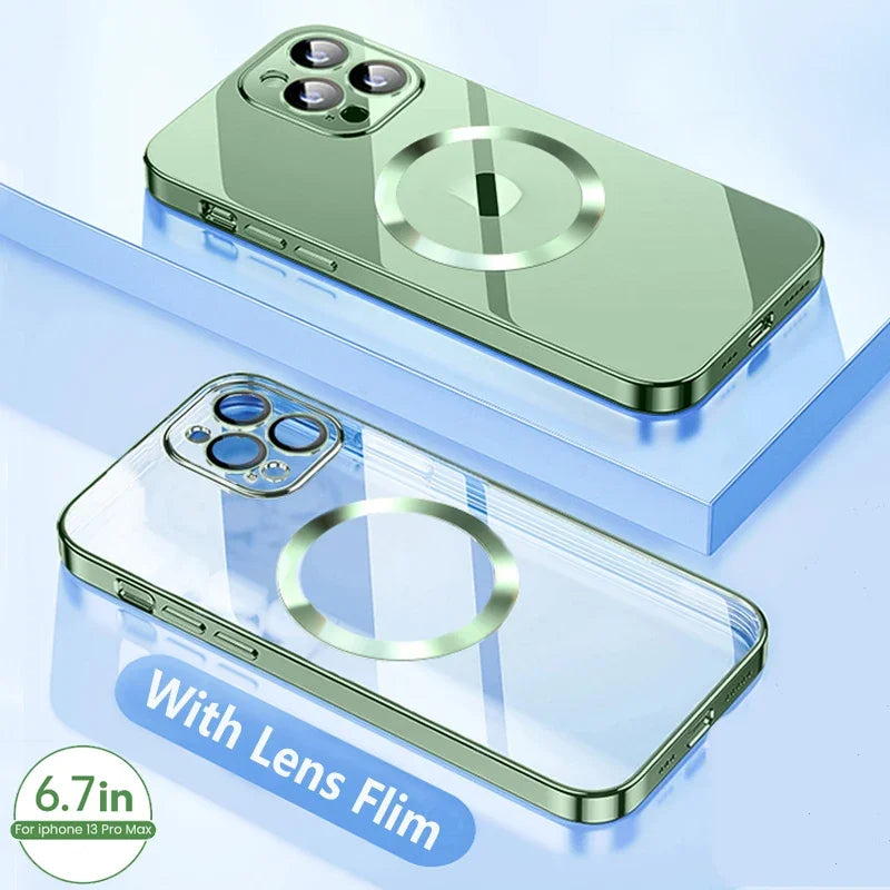Transparent Plating Magnetic Magsafe Case for IPhone