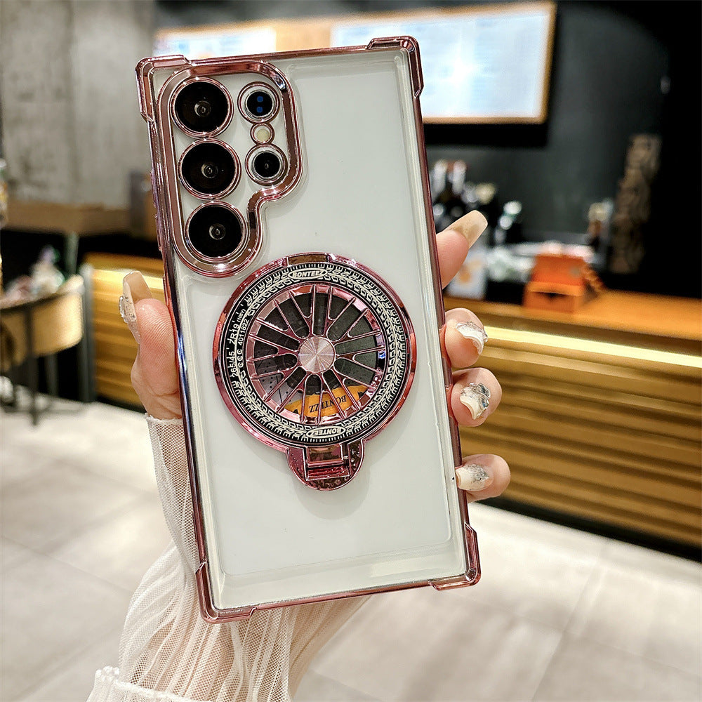 Electroplating Anti-drop Rotating Gyro Magnetic Stand Case For Samsung