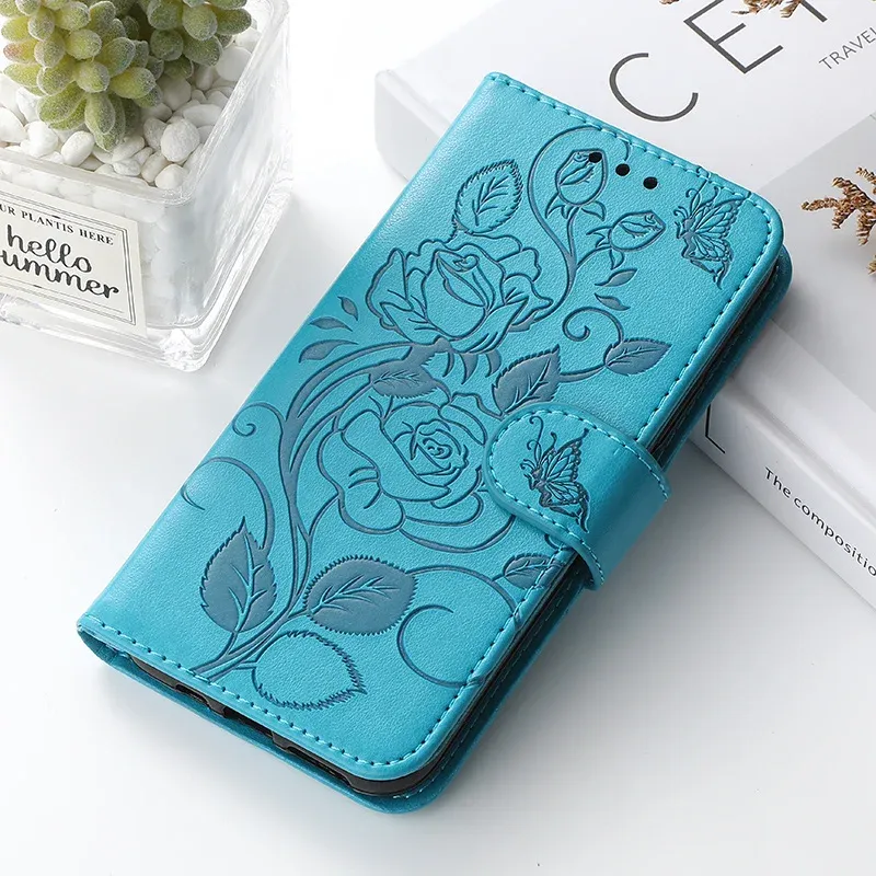3D Rose Flip Shockproof Wallet Leather Case For Samsung