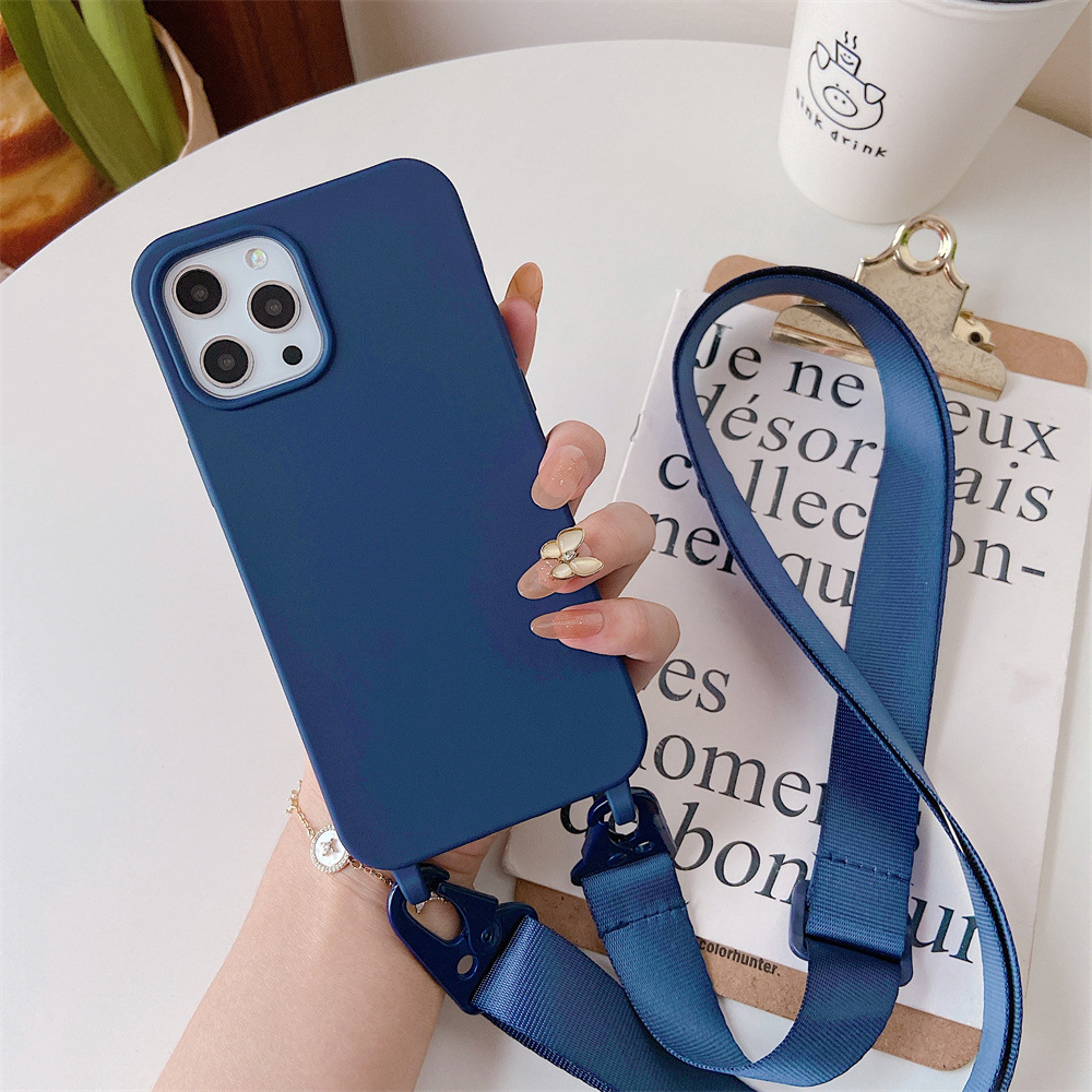 Matte Soft Silicone Crossbody Case For iPhone