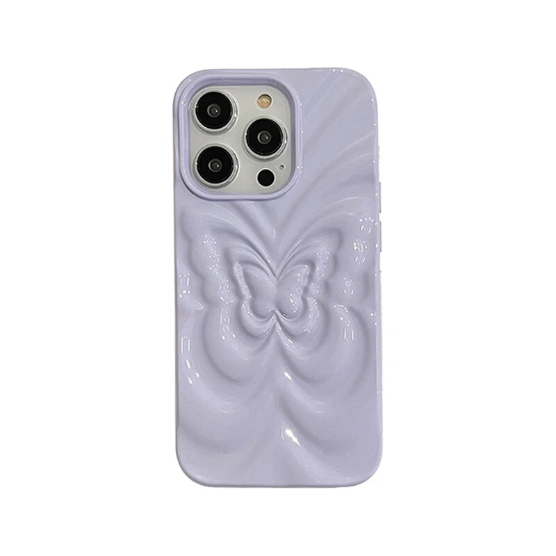 Ins 3D Fold Butterfly Glossy Case For iPhone
