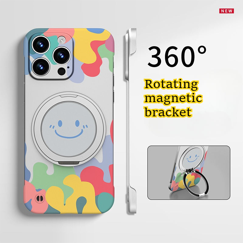 Ultra-thin borderless magnetic bracket case for iPhone