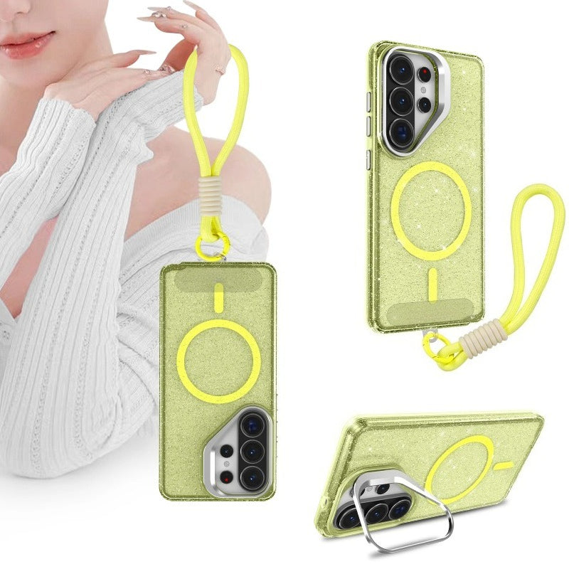 Transparent Glitter Lanyard Magnetic Case For Samsung