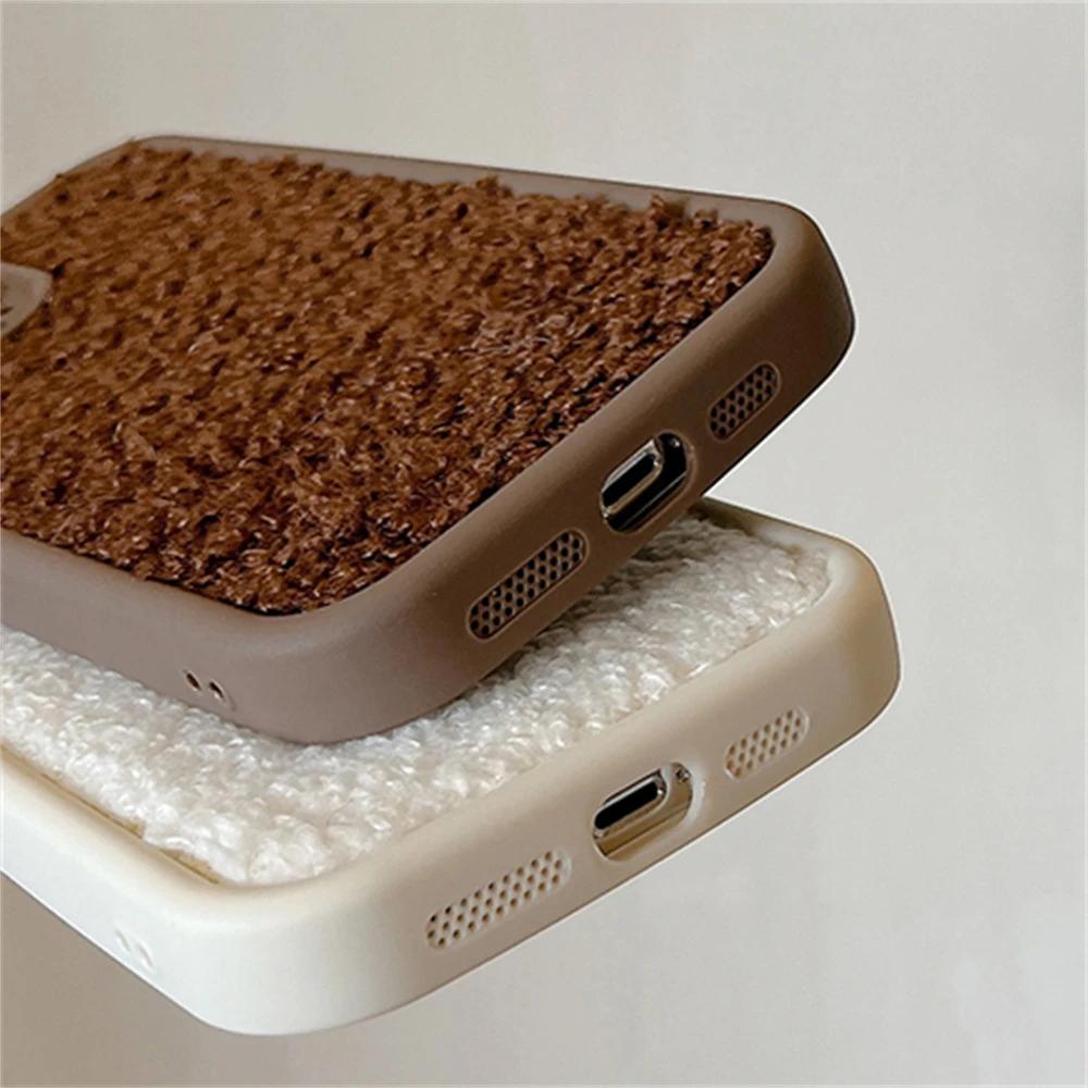 Warm Winter Soild Color Plush Cloth Soft Case For iPhone