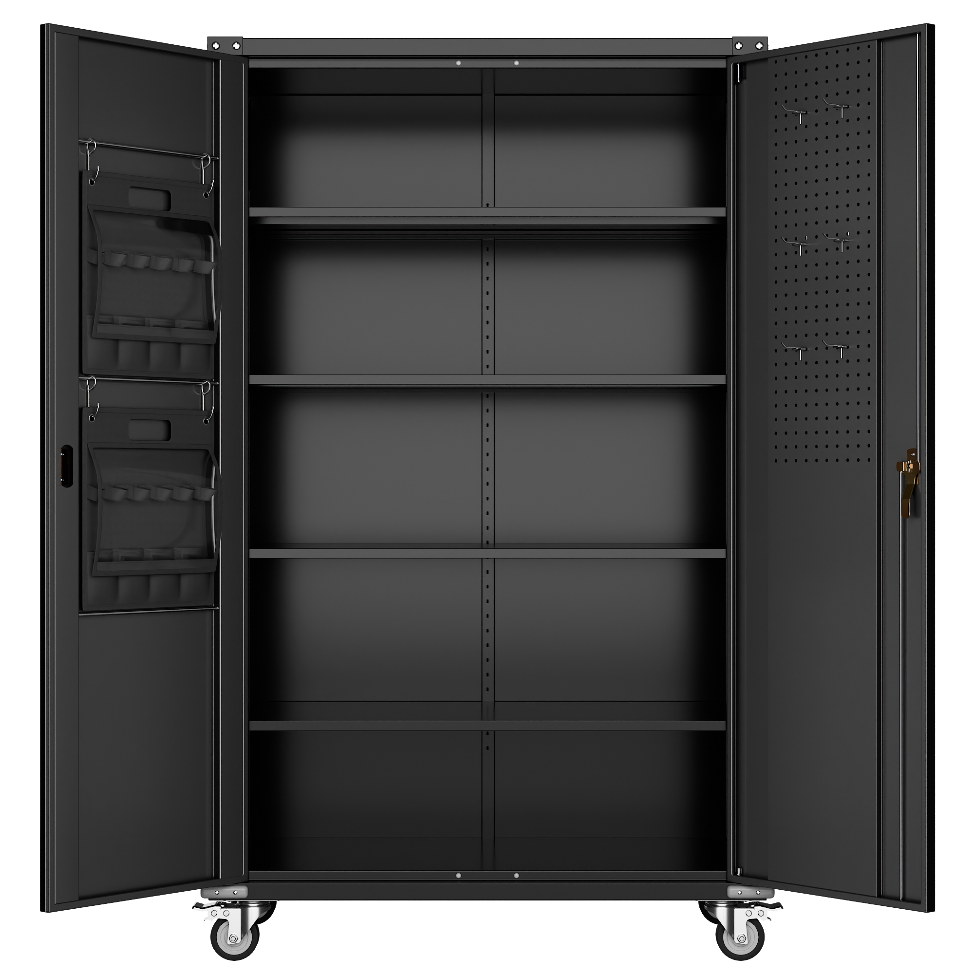 Deepened Rolling Metal Garage Storage Freestanding Cabinet （black shelves）