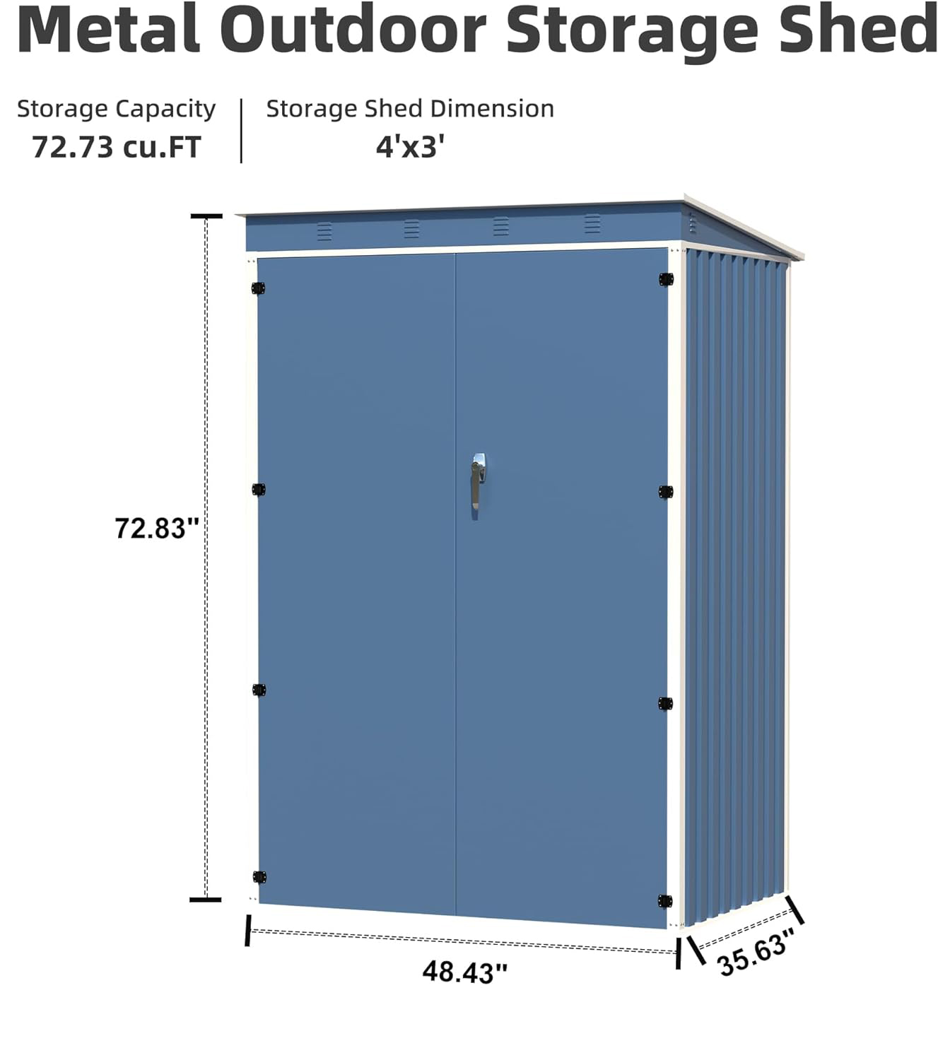Aobabo Metal Outdoor Storage Shed 4FT x 3FT, Blue (D 644)