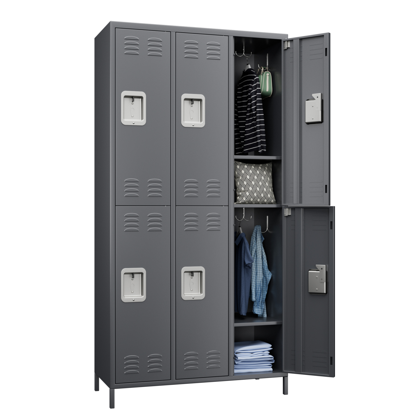 Aobabo Metal Storage Locker (6 Door-Dark Grey)