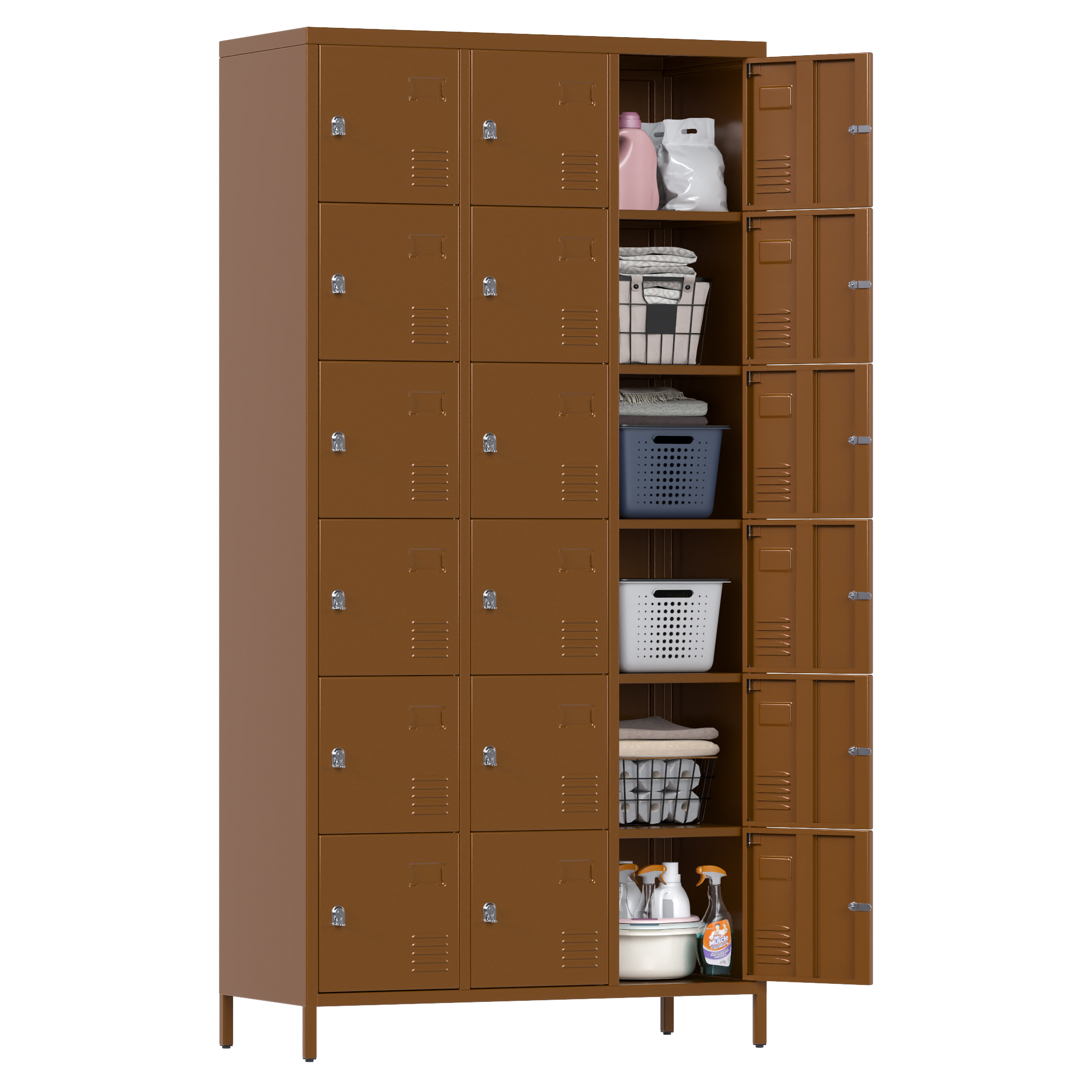 Aobabo metal storage locker(18 doors-coffee)
