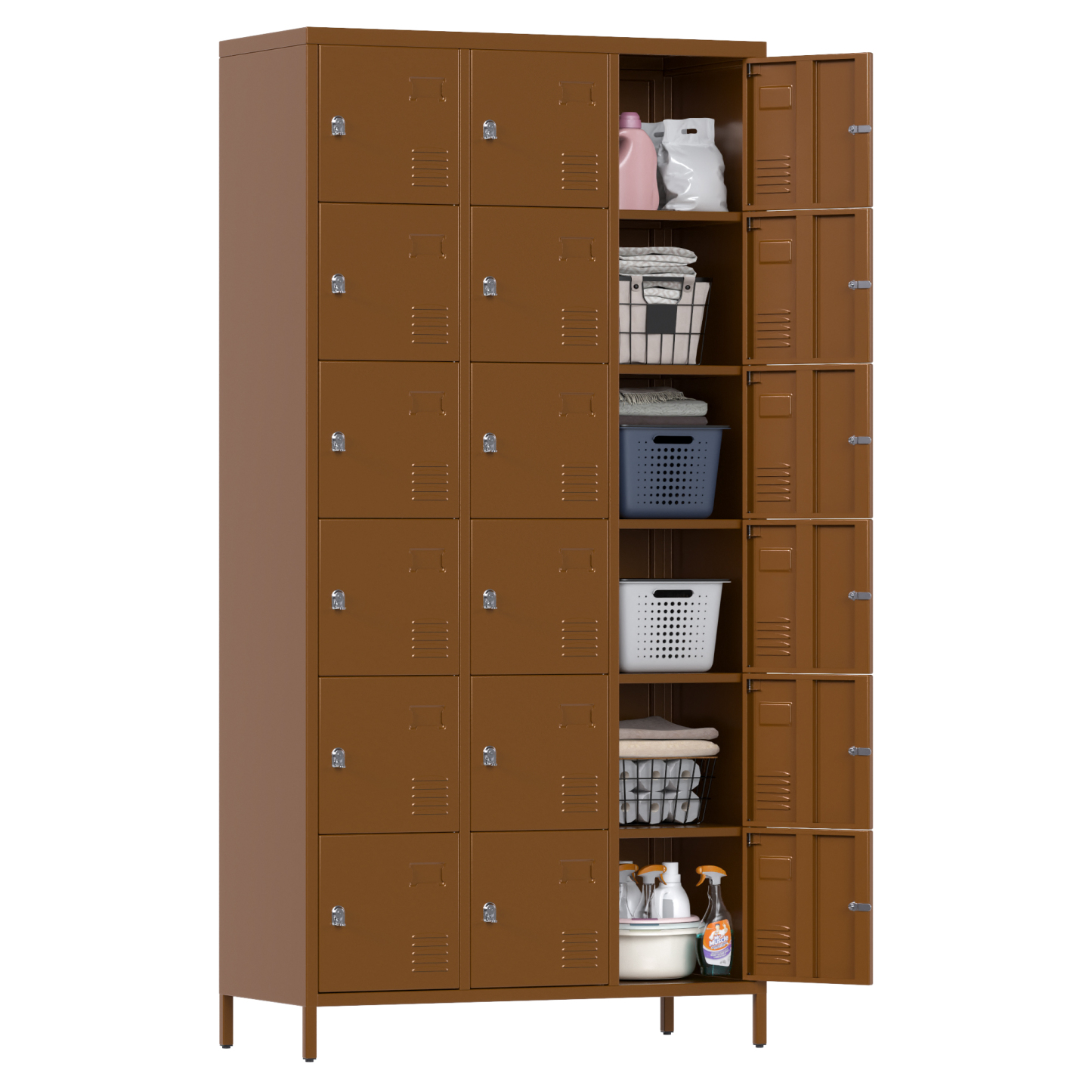 Aobabo metal storage locker(18 doors-coffee)