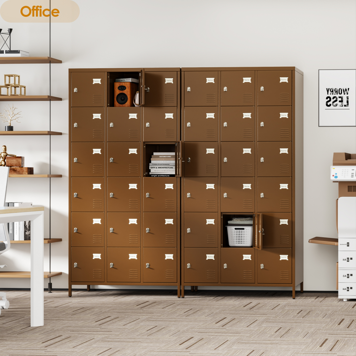 Aobabo metal storage locker(18 doors-coffee)