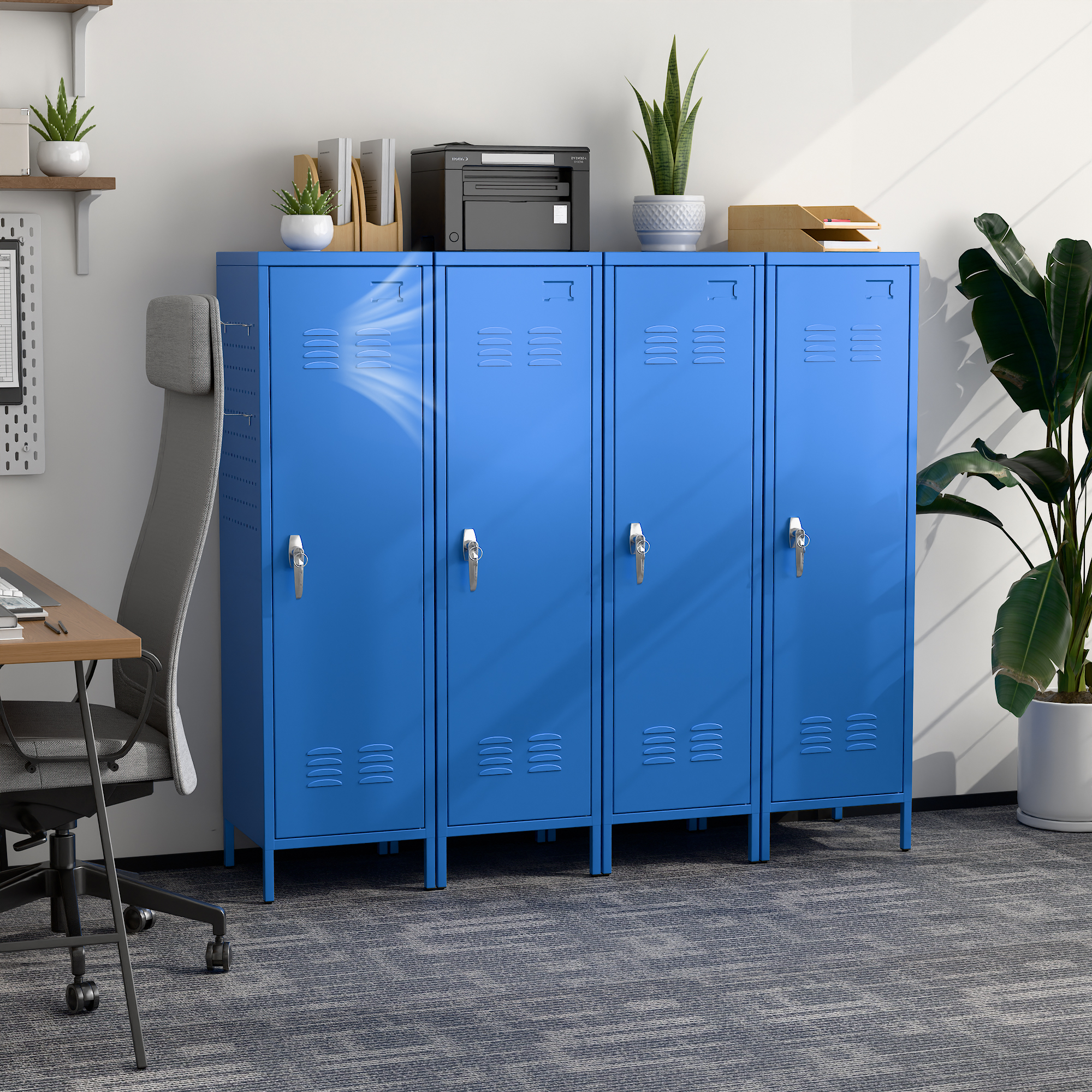 Metal Storage Locker with Pegboard,Blue