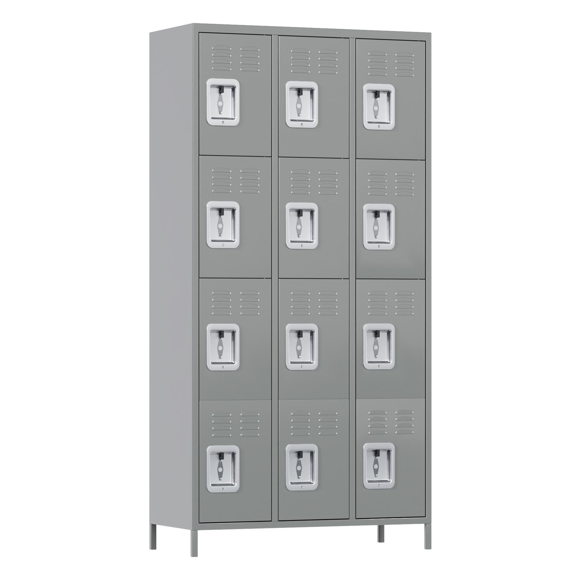 Aobabo 12-Door Light Grey Metal Locker for School Office Gym Bedroom