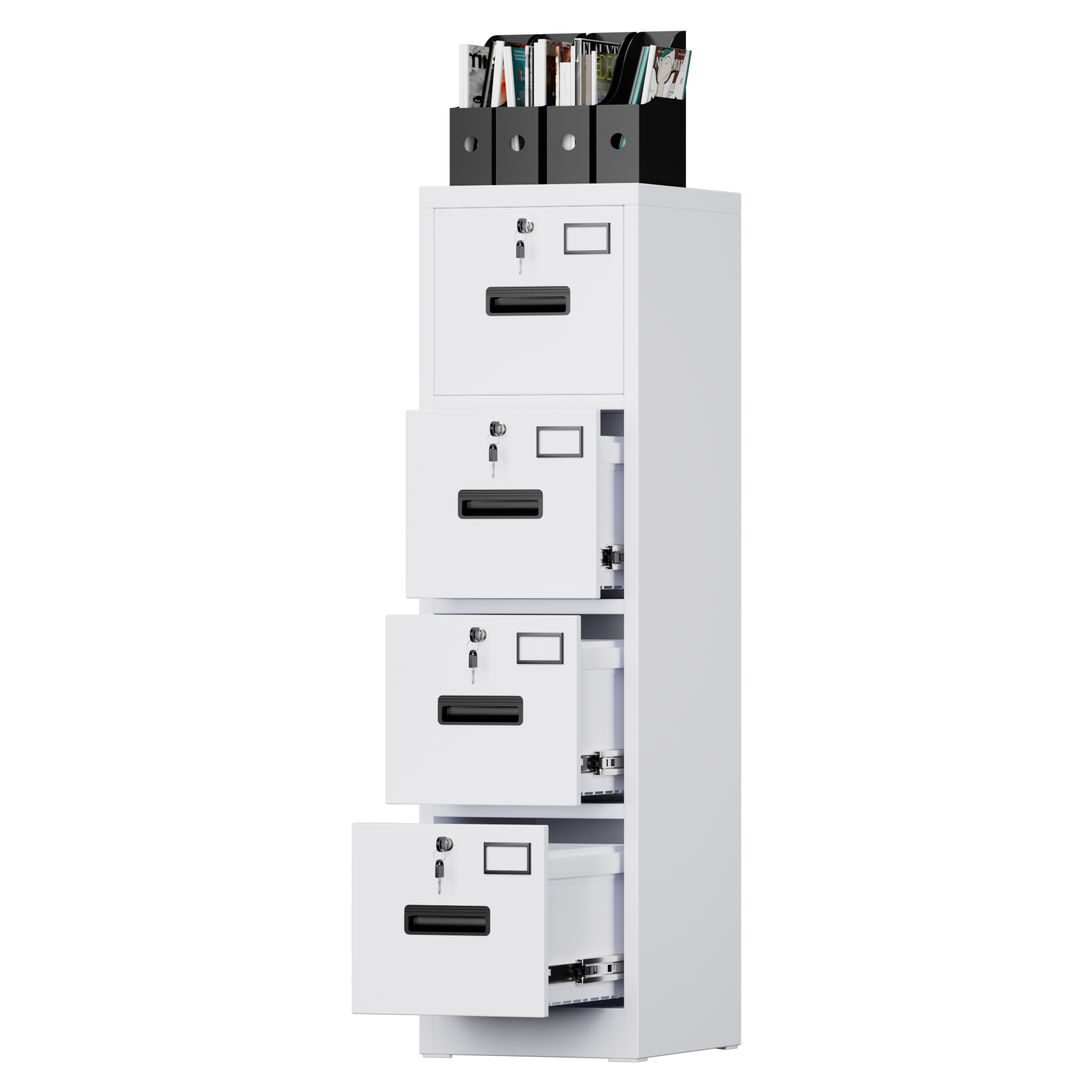 Vertical File Cabinet with 4 Drawers,14.97"D x 17.72"W x 55.2"H,Assembly Required,White,