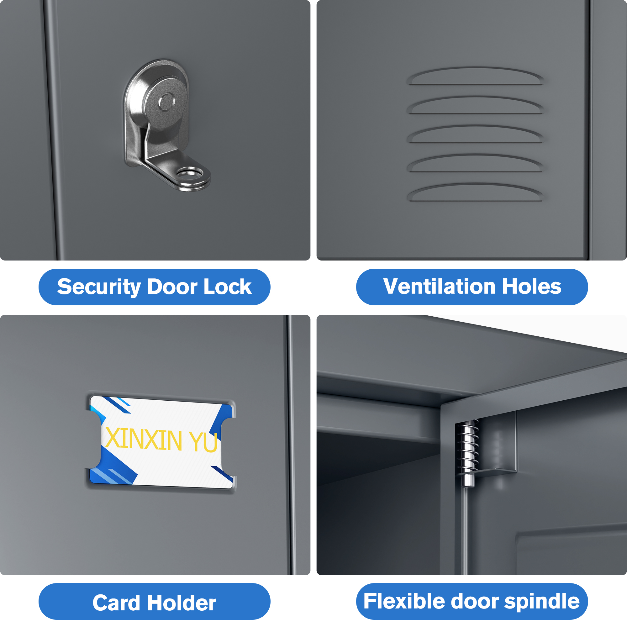 Aobabo metal storage locker(18 doors-dark grey)