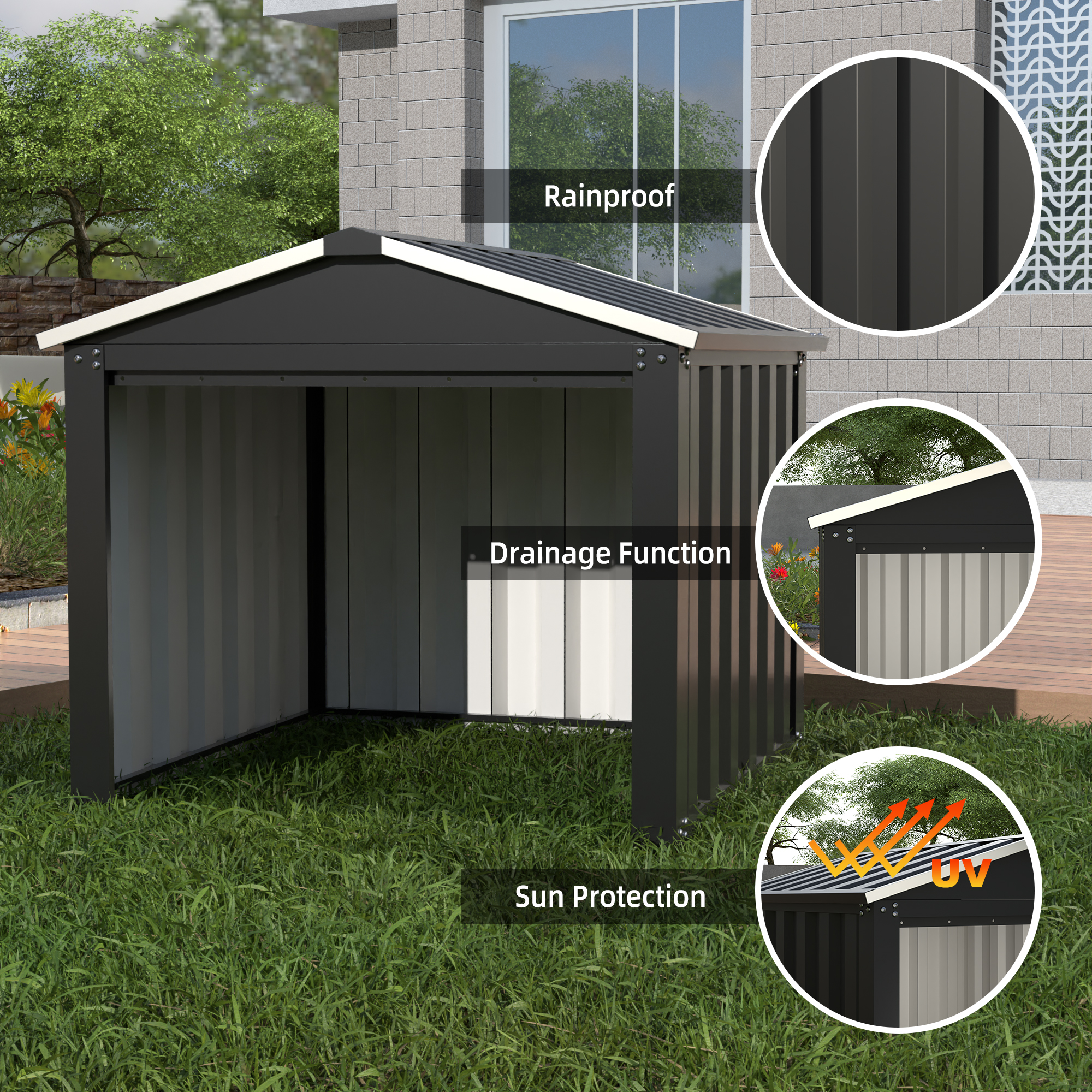 Metal Outdoor Small Storage Shed 3FT x 3FT,Black